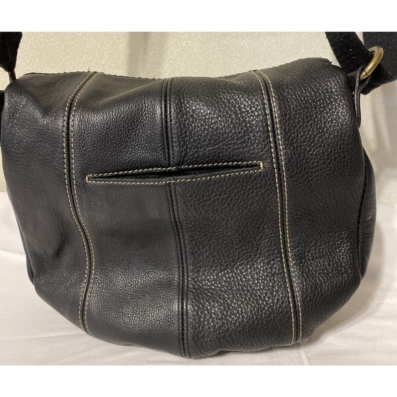 The Sak Deena Leather Fold Over Black Purse, Handbag, Crossbody, Soft, Zip - Picture 5 of 7